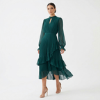 Damen Midikleid Lina – Plissiert, Volants, Fließend