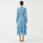 Damen Midikleid Lina – Plissiert, Volants, Fließend