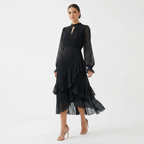 Damen Midikleid Lina – Plissiert, Volants, Fließend