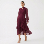 Damen Midikleid Lina – Plissiert, Volants, Fließend