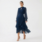 Damen Midikleid Lina – Plissiert, Volants, Fließend