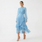 Damen Midikleid Lina – Plissiert, Volants, Fließend