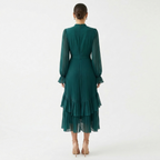 Damen Midikleid Lina – Plissiert, Volants, Fließend