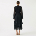 Damen Midikleid Lina – Plissiert, Volants, Fließend