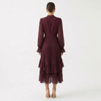 Damen Midikleid Lina – Plissiert, Volants, Fließend