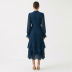 Damen Midikleid Lina – Plissiert, Volants, Fließend