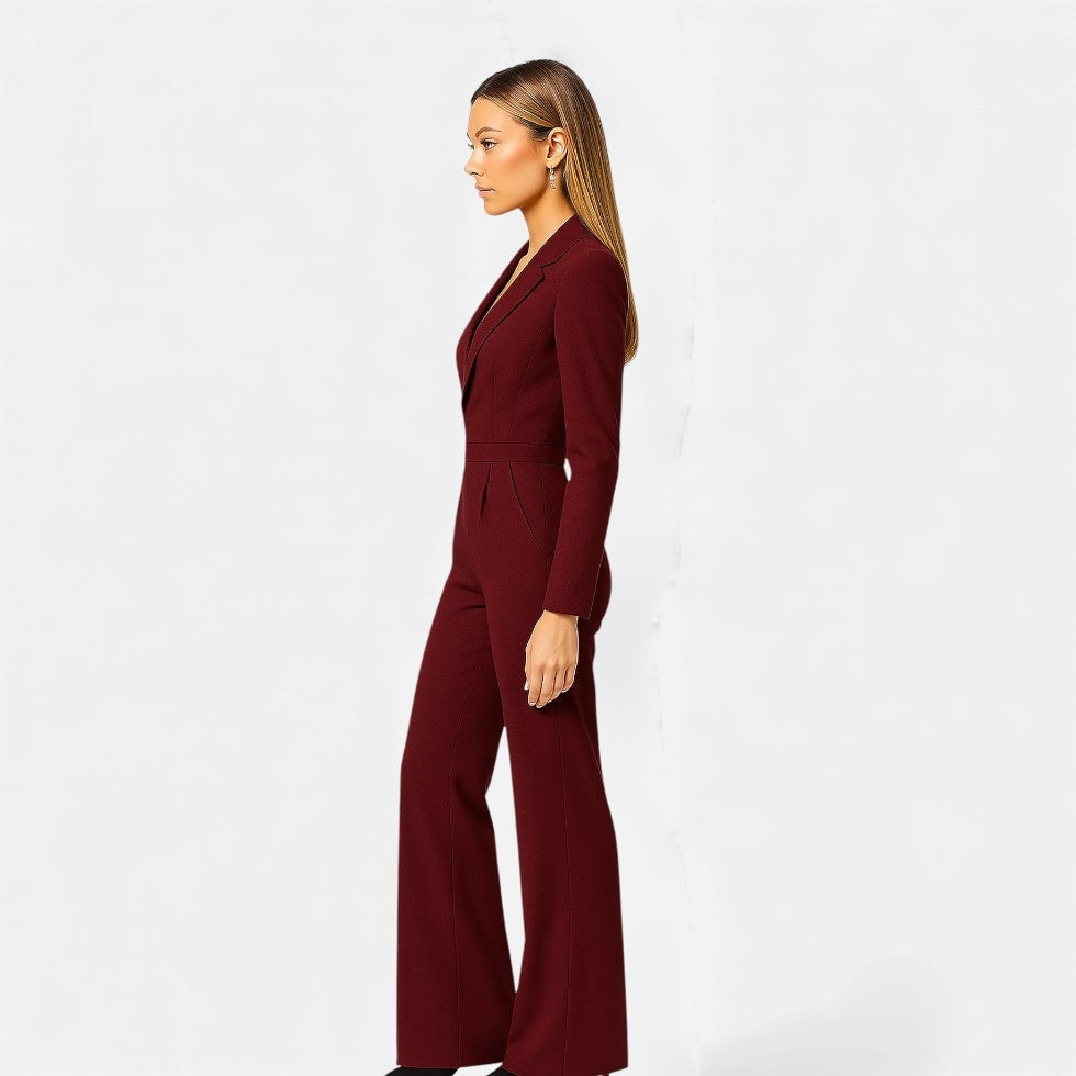 Damen Jumpsuit Pilar – Eleganter V-Ausschnitt, Palazzo-Schnitt