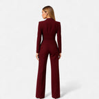 Damen Jumpsuit Pilar – Eleganter V-Ausschnitt, Palazzo-Schnitt
