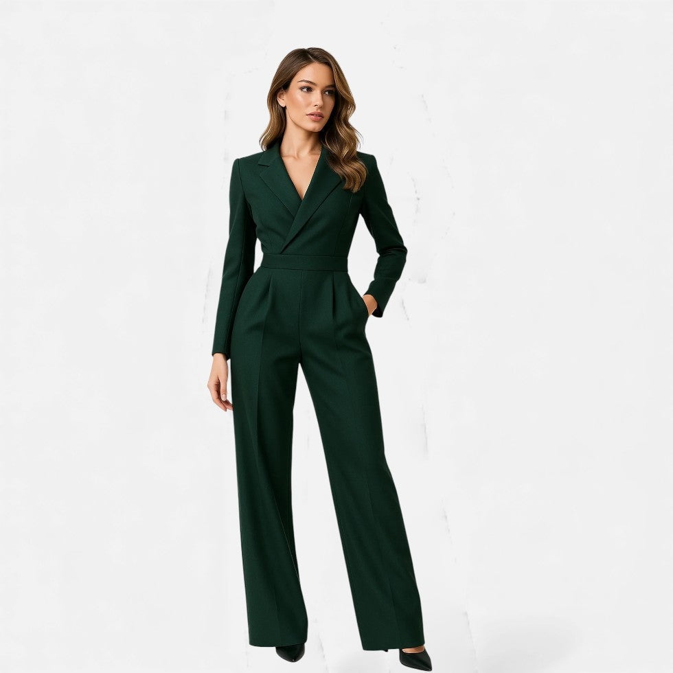 Damen Jumpsuit Pilar – Eleganter V-Ausschnitt, Palazzo-Schnitt