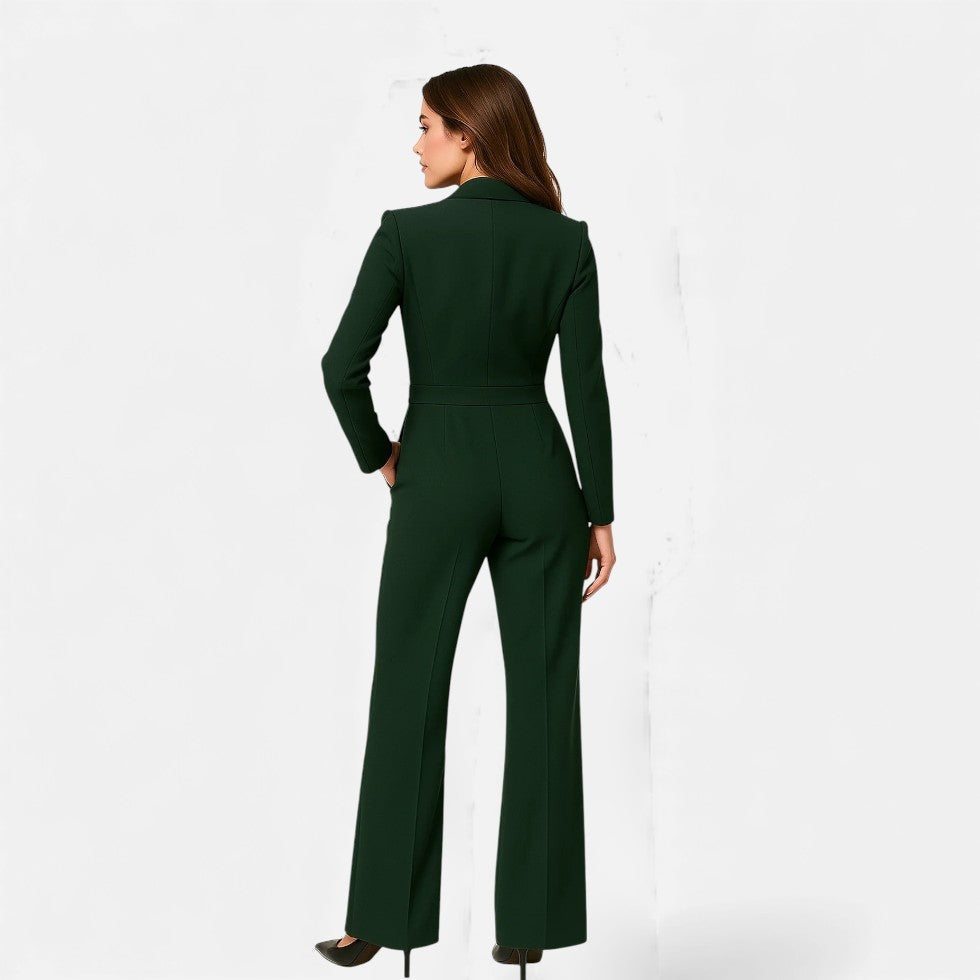 Damen Jumpsuit Pilar – Eleganter V-Ausschnitt, Palazzo-Schnitt