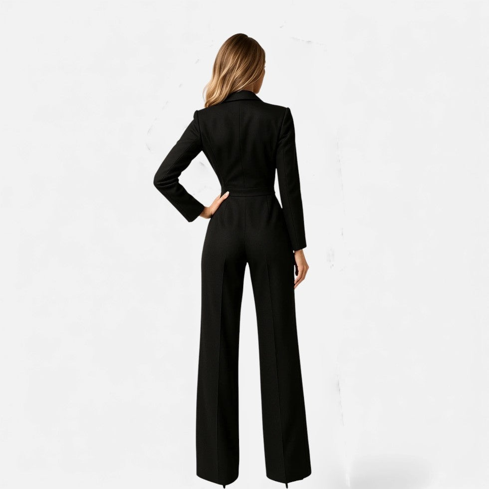 Damen Jumpsuit Pilar – Eleganter V-Ausschnitt, Palazzo-Schnitt