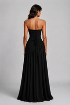 Damen Abendkleid lang Raquel – Korsett-Oberteil, asymmetrischer Schlitz