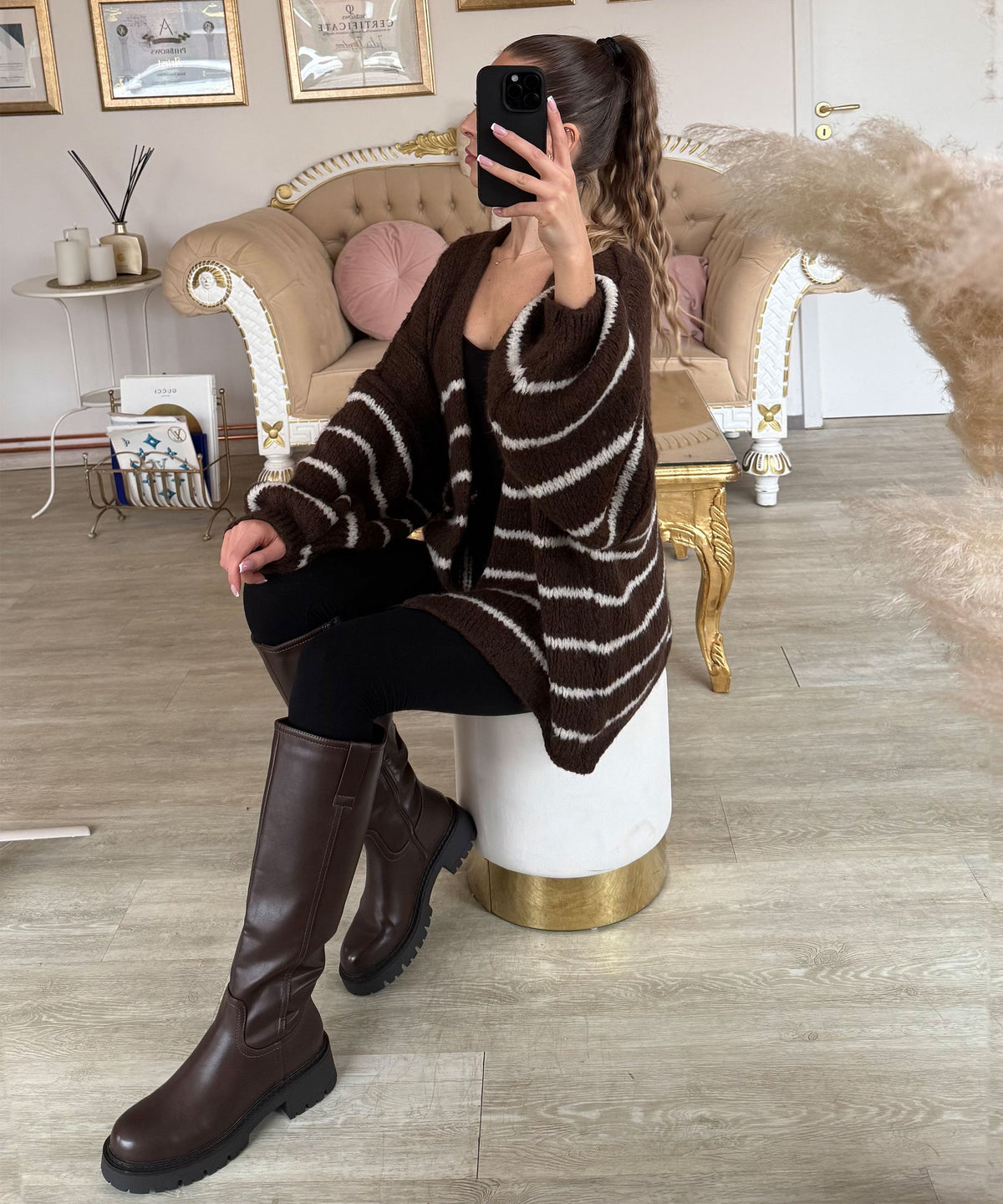 Damen Stiefel Langschaft Chira – Braun, Gefüttert