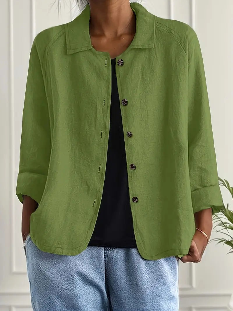 Damen Leinenjacke Emma – Leichter Schnitt, klassische Knöpfe