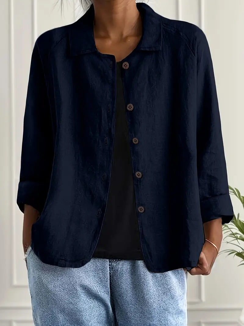 Damen Leinenjacke Emma – Leichter Schnitt, klassische Knöpfe