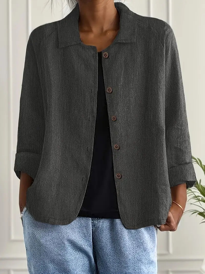 Damen Leinenjacke Emma – Leichter Schnitt, klassische Knöpfe