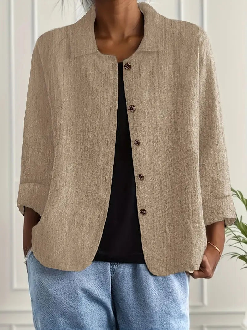 Damen Leinenjacke Emma – Leichter Schnitt, klassische Knöpfe