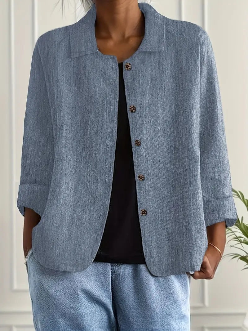 Damen Leinenjacke Emma – Leichter Schnitt, klassische Knöpfe