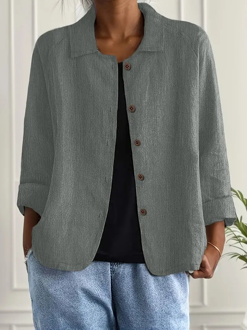Damen Leinenjacke Emma – Leichter Schnitt, klassische Knöpfe
