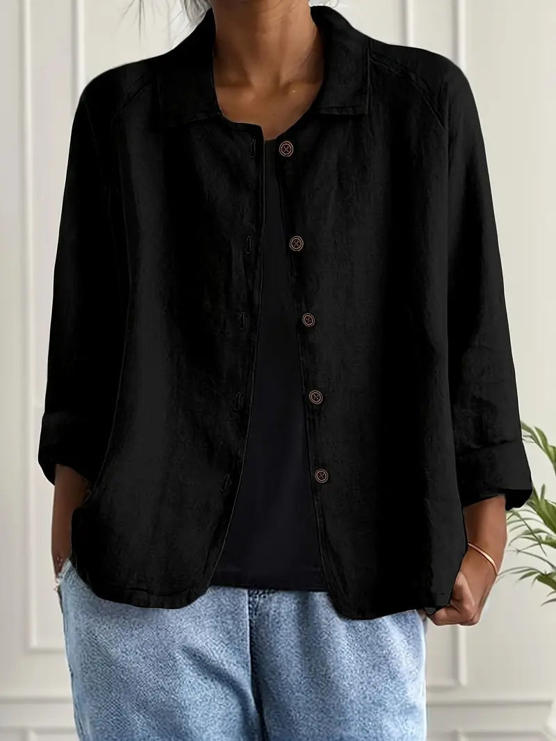 Damen Leinenjacke Emma – Leichter Schnitt, klassische Knöpfe