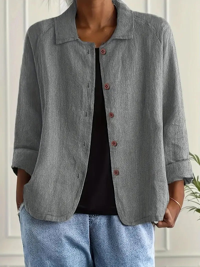 Damen Leinenjacke Emma – Leichter Schnitt, klassische Knöpfe