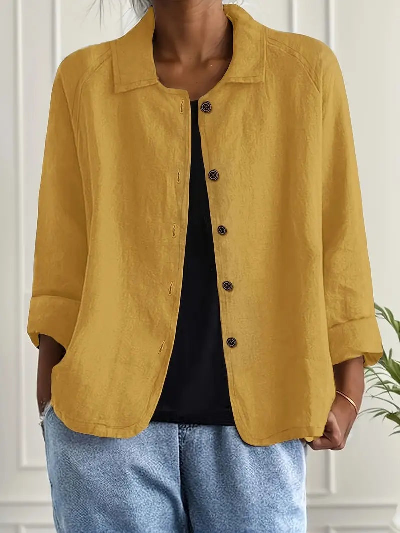 Damen Leinenjacke Emma – Leichter Schnitt, klassische Knöpfe