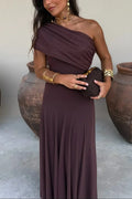 Damen Ballkleid Lina – One-Shoulder Plissee Fließend