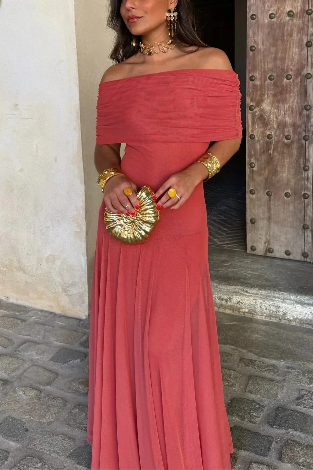 Damen Ballkleid Lina – One-Shoulder Plissee Fließend