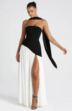 Damen Ballkleid Lina – Corsage, Bandeau-Ausschnitt, Schlitz