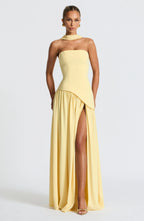 Damen Ballkleid Lina – Corsage, Bandeau-Ausschnitt, Schlitz