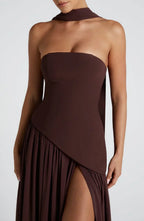 Damen Ballkleid Lina – Corsage, Bandeau-Ausschnitt, Schlitz