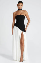 Damen Ballkleid Lina – Corsage, Bandeau-Ausschnitt, Schlitz