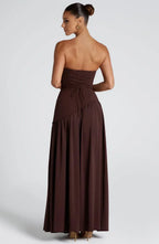 Damen Ballkleid Lina – Corsage, Bandeau-Ausschnitt, Schlitz