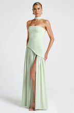 Damen Ballkleid Lina – Corsage, Bandeau-Ausschnitt, Schlitz