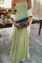 Damen Maxikleid Emma – Grün plissiert, fließender Schnitt