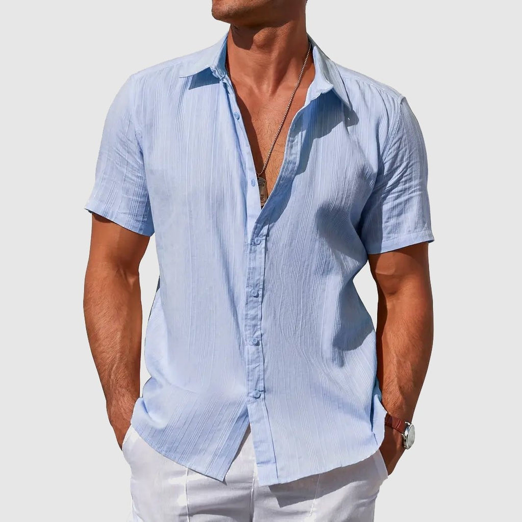Herren Leinenhemd Felix – Kurzarm, texturiert, Sommerhemd