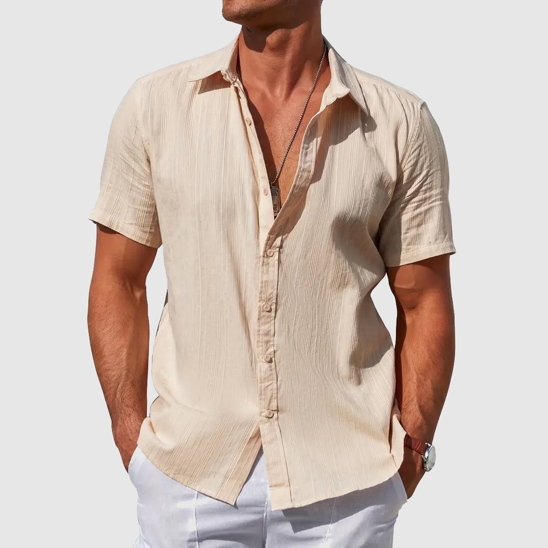 Herren Leinenhemd Felix – Kurzarm, texturiert, Sommerhemd
