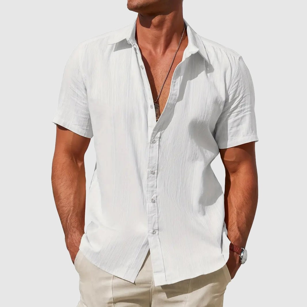 Herren Leinenhemd Felix – Kurzarm, texturiert, Sommerhemd