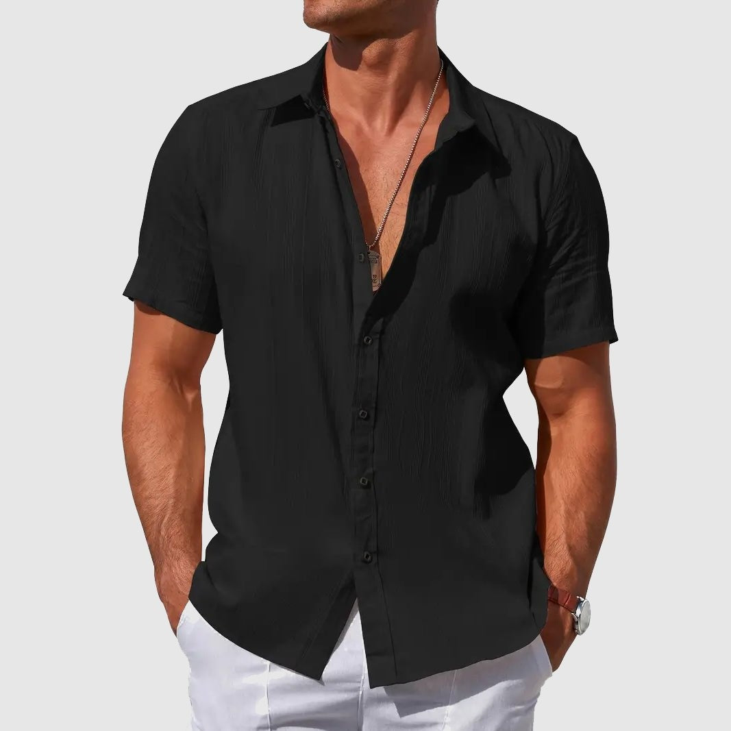 Herren Leinenhemd Felix – Kurzarm, texturiert, Sommerhemd