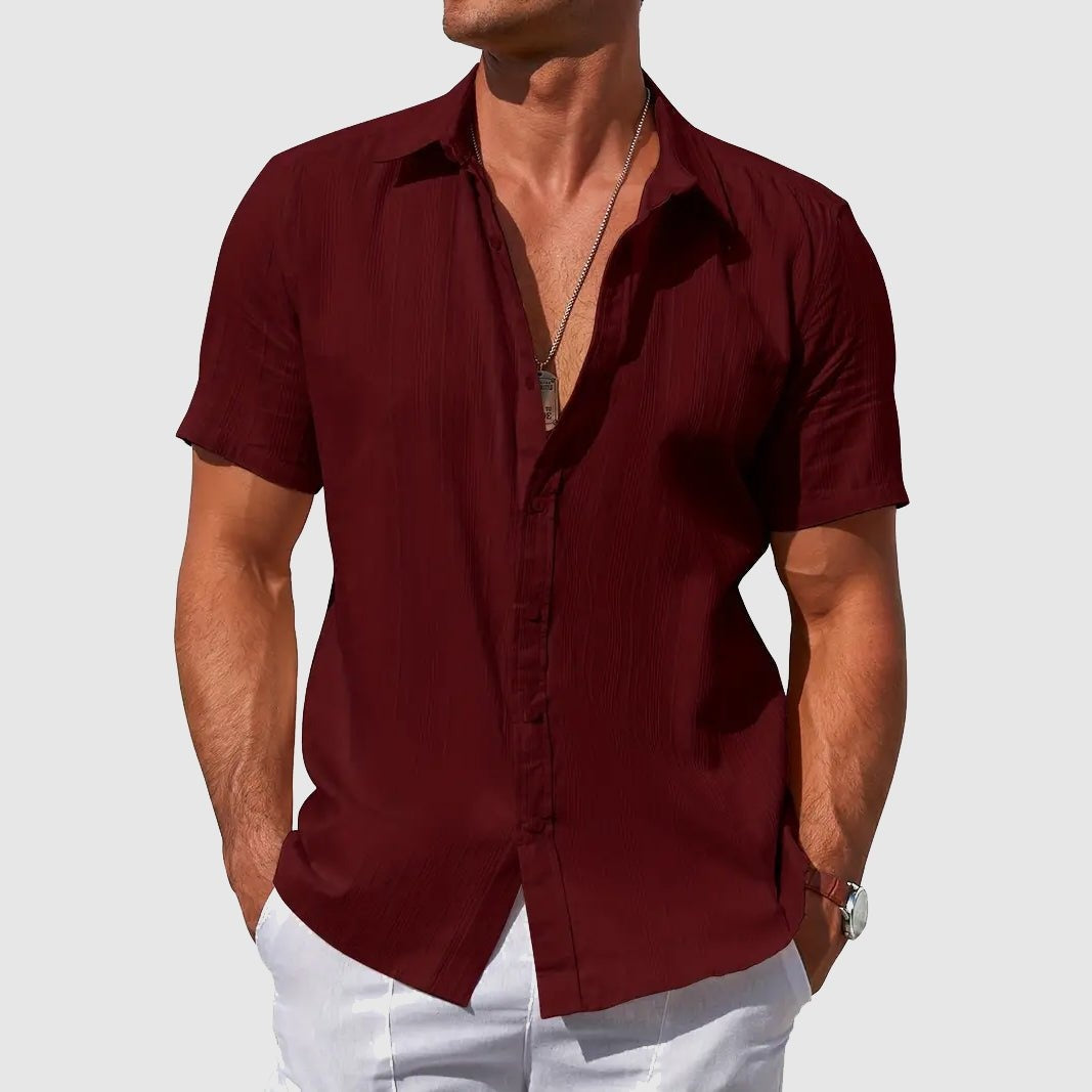 Herren Leinenhemd Felix – Kurzarm, texturiert, Sommerhemd