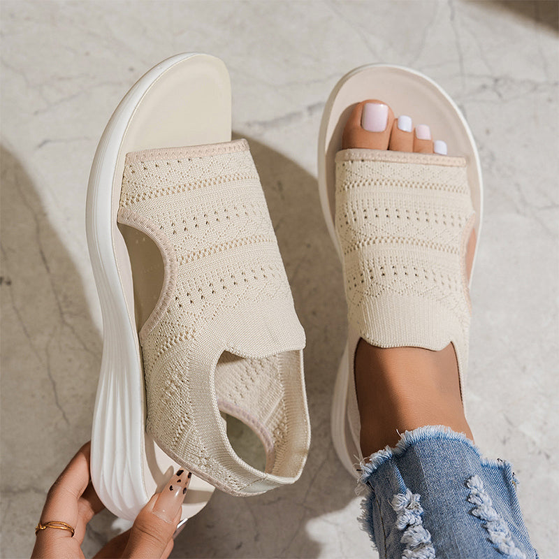 Damen Sandale Lena – Elastisches Strickgewebe, Plattformsohle