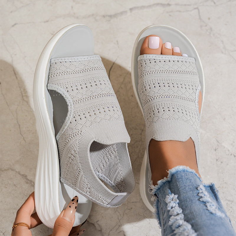 Damen Sandale Lena – Elastisches Strickgewebe, Plattformsohle
