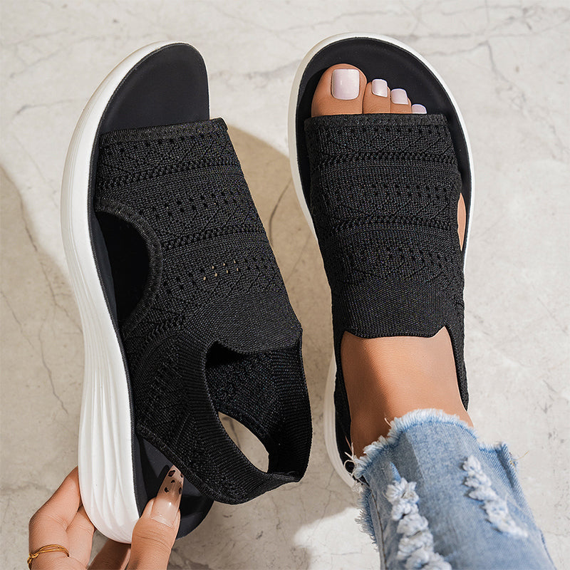 Damen Sandale Lena – Elastisches Strickgewebe, Plattformsohle