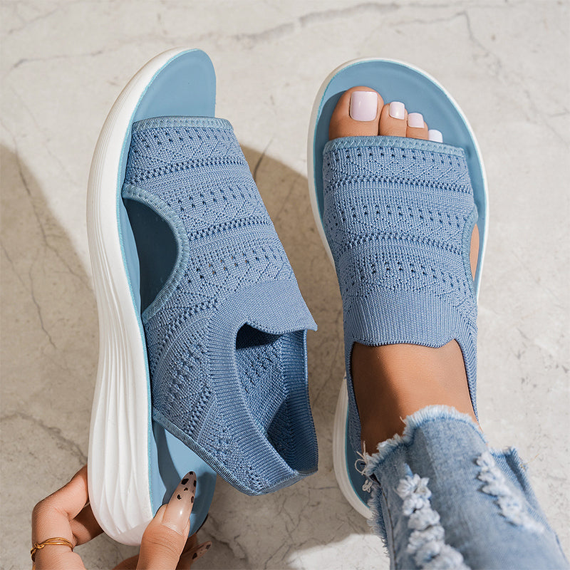 Damen Sandale Lena – Elastisches Strickgewebe, Plattformsohle