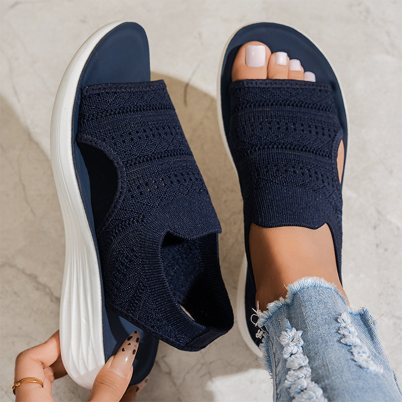 Damen Sandale Lena – Elastisches Strickgewebe, Plattformsohle