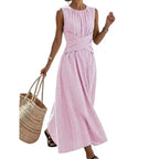 Damen Kleid Sophie – Gestreift mit Wickelgürtel, fließend