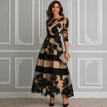 Belle & Julia Vestido Midi de Encaje Acampanado para Mujer Negro