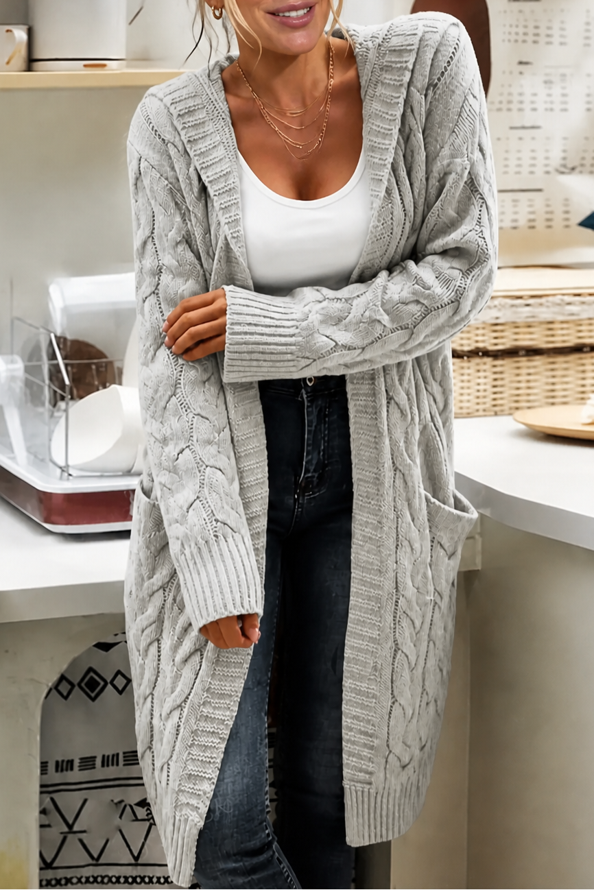 Damen Cardigan Emma – Kapuze, Offene Knopfleiste, Gemütlich