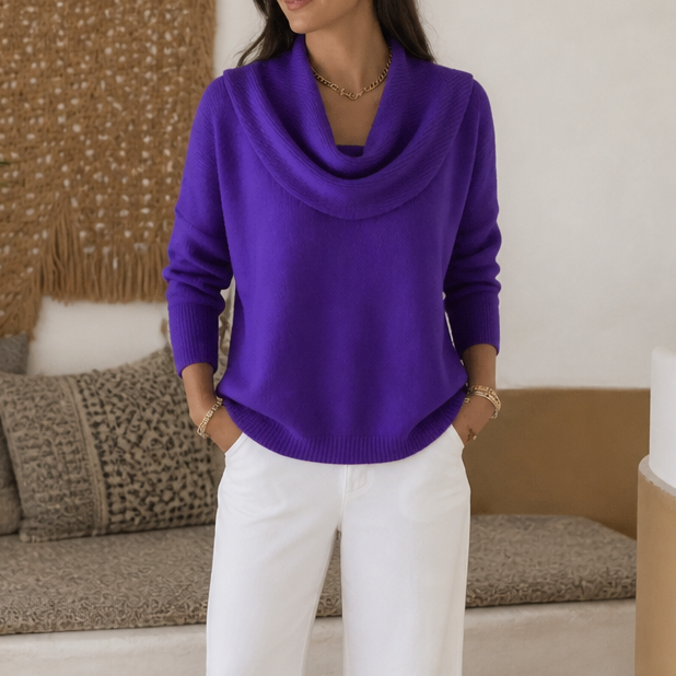 Damen Strickpullover Emma – Drapierter Rollkragen, bequemer Schnitt