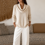 Damen Strickpullover Emma – Drapierter Rollkragen, bequemer Schnitt